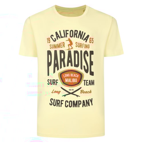 Bigdude Paradise Crew Neck T-Shirt Tall Pale Yellow